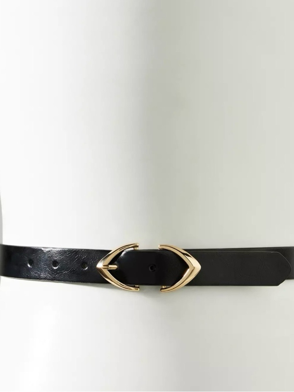 Anthropologie Black Belt with Gold Arrow Buckle Accent